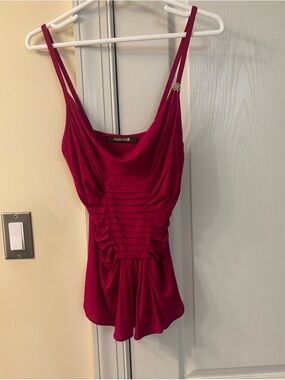 Roberto Cavalli Magenta Draped Spaghetti Strap Camisole